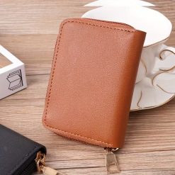 Unisex Zipper Card Holder PU Leather Wallet