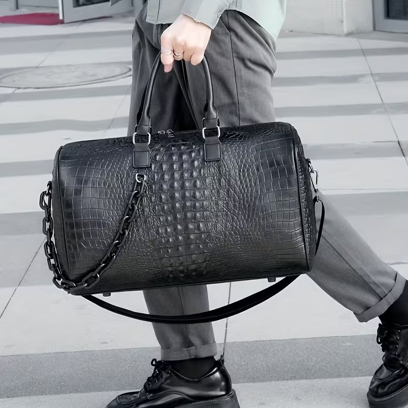 Crocodile Pattern PU Leather Duffel Bag